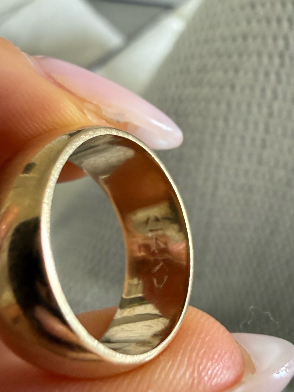 14K Solid Yellow Gold Wide Band Ring 5g Vintage - Picture 5 of 6